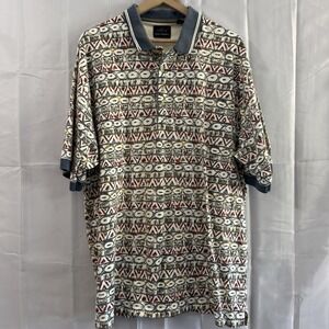 Vintage 90s Greg Norman Abstract Geometric Triangle Circles Ugly Golf Polo XXL